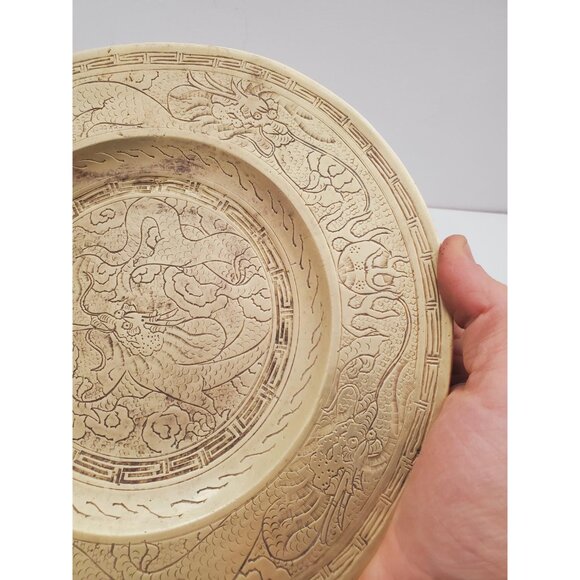 Vintage Brass Plate,small Brass Plate, Carved Trincket Plate, Carved Brass - Picture 9 of 10